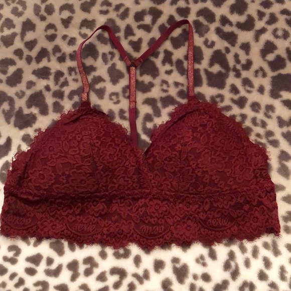 aerie Other - Aerie Floral Lace Bra Bralette in Maroon Size Small